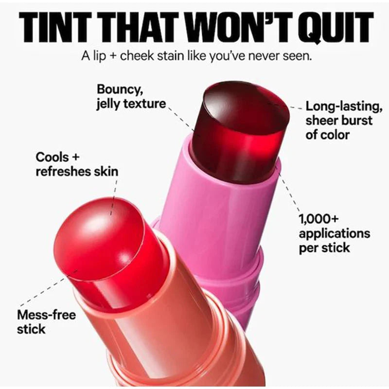 3-In-1 Milk Jelly Tint Facial Blusher Wand Moisturized Long Lasting Matte Rouge Cheek Contour Lipstick Sticker Beauty Makeup
