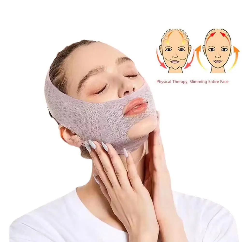 Graphene V-Line Mask Chin up Mask V Shaped Face Mask Chin Strap for Sleeping,Jawline Shaper,Lilac,Small