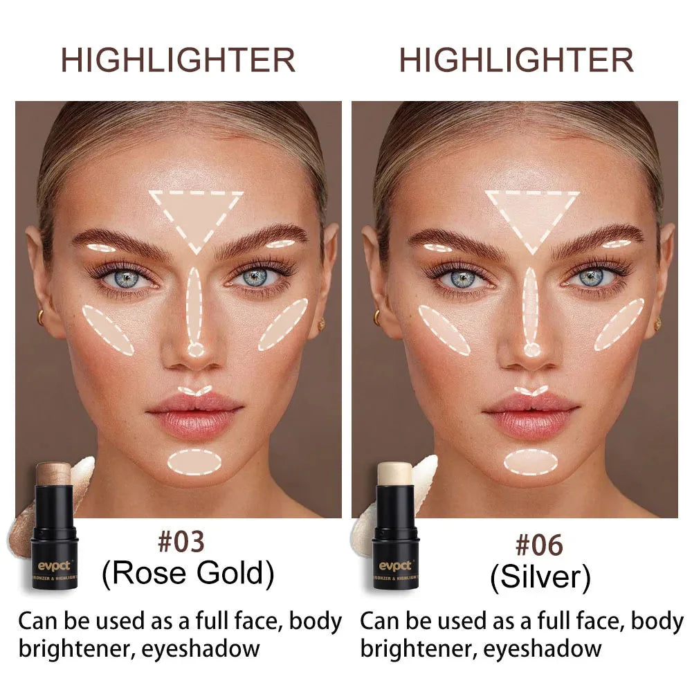 Highlighting&Bronzer Stick Face Brightening Blusher Rouge Concealer Pen Long Lasting Corrector Nose Shadow Contouring Cosmetics