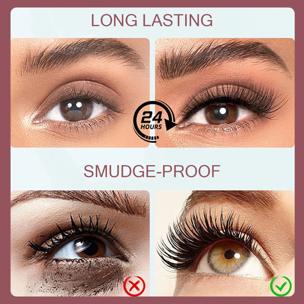 7D Waterproof Mascara, 2PCS Black Lengthening Thickening Softer Fuller Lashes Mascara, Long Lasting Natural Curling Lashes for Professional Eye Makeup, for Women and Girls